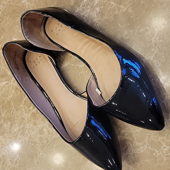 A New Day Black Patent Slip-on Pointed-toe Ballet Flats, Sz 7.5 - Picture 4 of 16